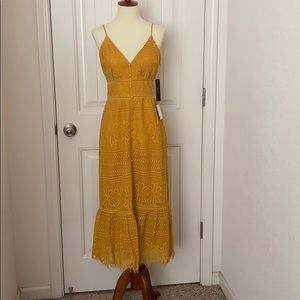 Lulus lace dress mustard color